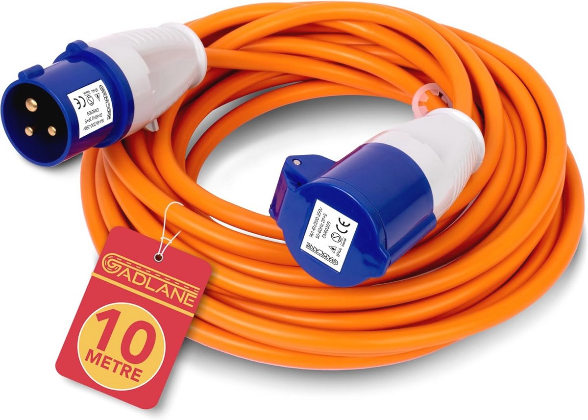 Verlengkabel 10 m CEE - Robuuste 16 Ampere Campingkabel
