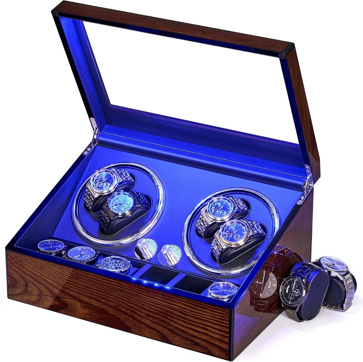 Horloge Winder voor Automatische Horloges met LED Licht en 4 Opwinders