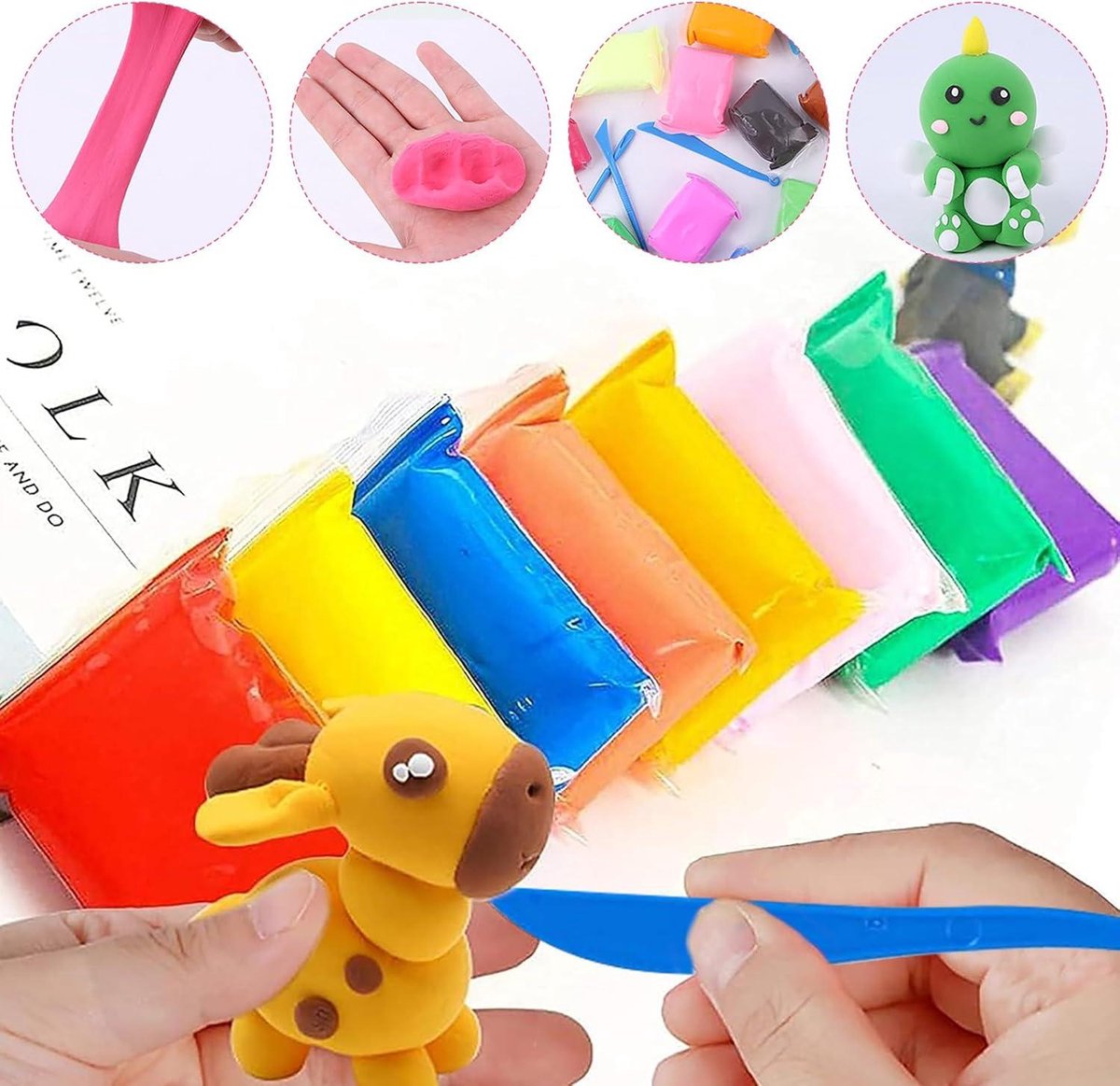Allecta - Boetseerklei Set met 36 kleuren voor kinderen - Air Dry en Polymer Clay - Magic Putty - Ultralicht - Met gereedschap - Jongens meisjes