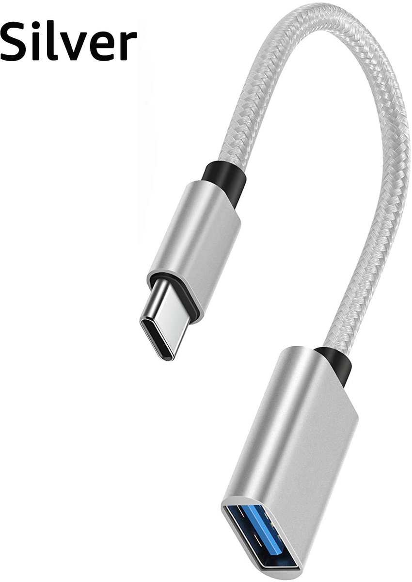 OTG Type-C Adapter Kabel – USB naar USB-C Converter – Compact – Universeel – Zilver