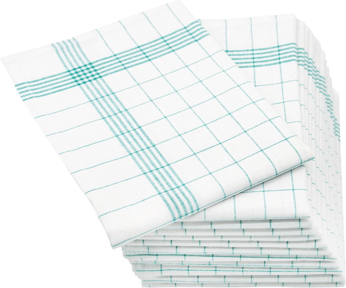 Set van 12 Theedoeken en Vaatdoeken - Halflinnen, 50x70 cm, Groen