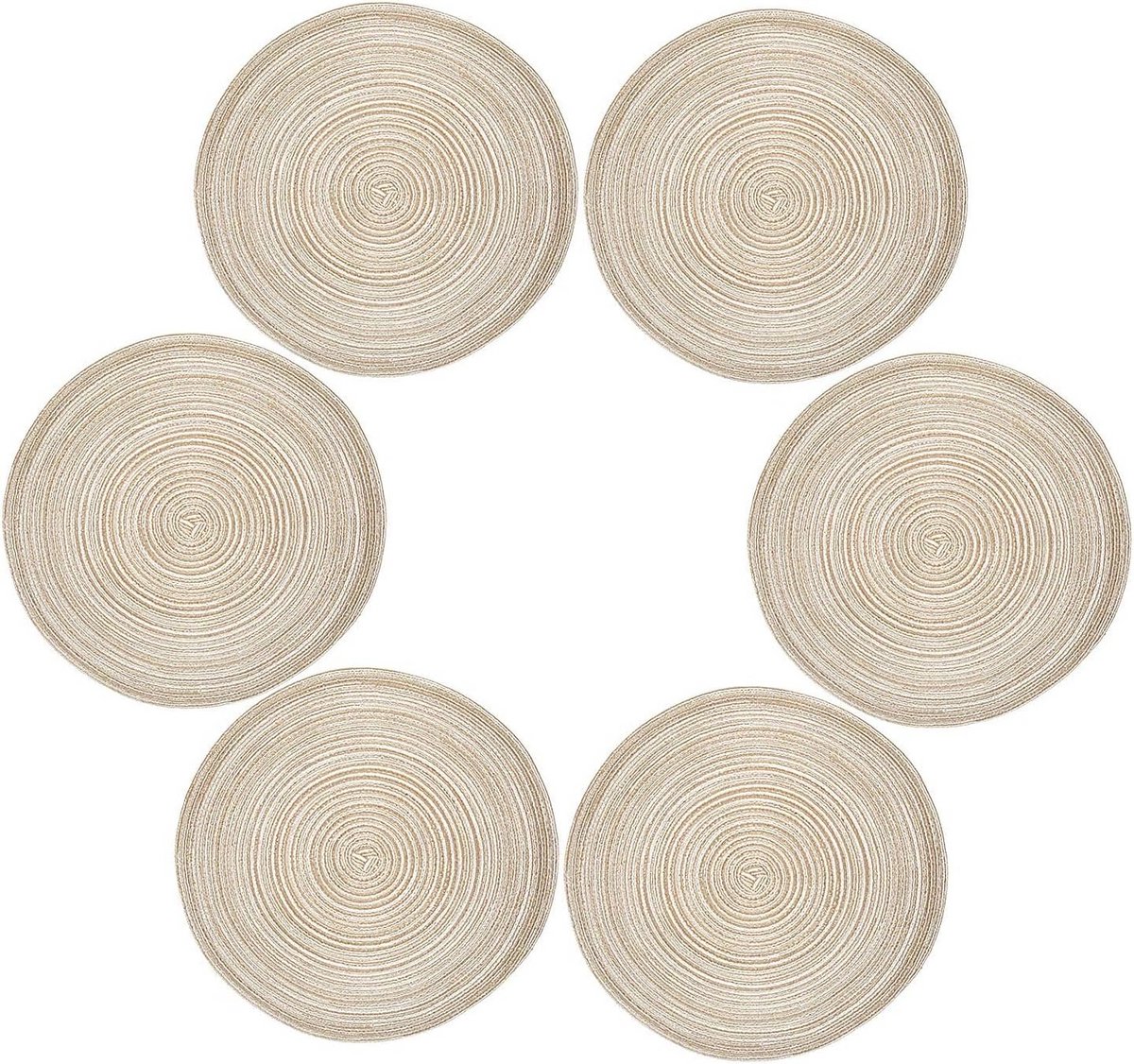 Ronde Hittebestendige Geweven Placemat 36 cm - Set van 6