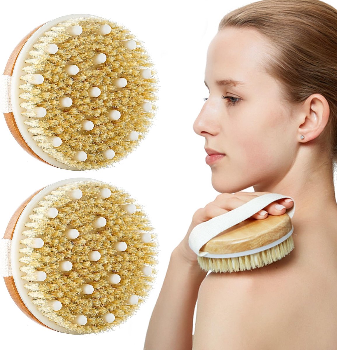 Unyqoos® Set van Twee Lichaamsborstels voor Droog- en Natgebruik Massage en Peeling