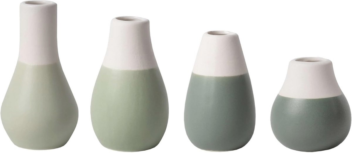 Mini pastelvaas set van 4 in groene tinten