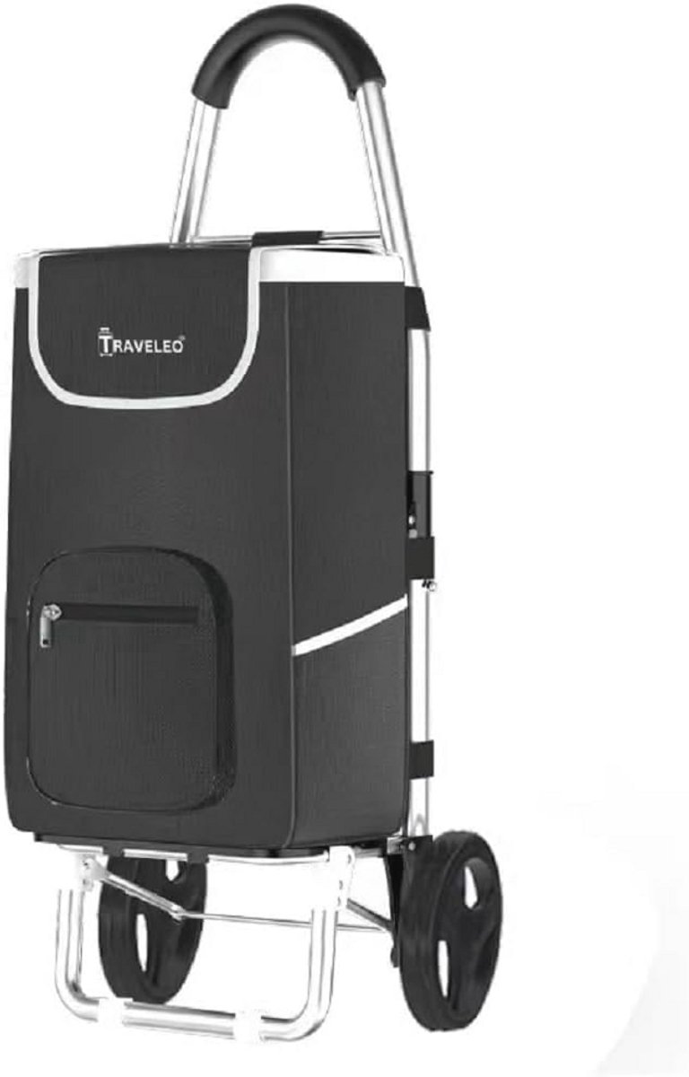 Boodschappentrolley 56 liter - Inklapbare winkelwagen van aluminium met waterdichte tas en stabiele wielen