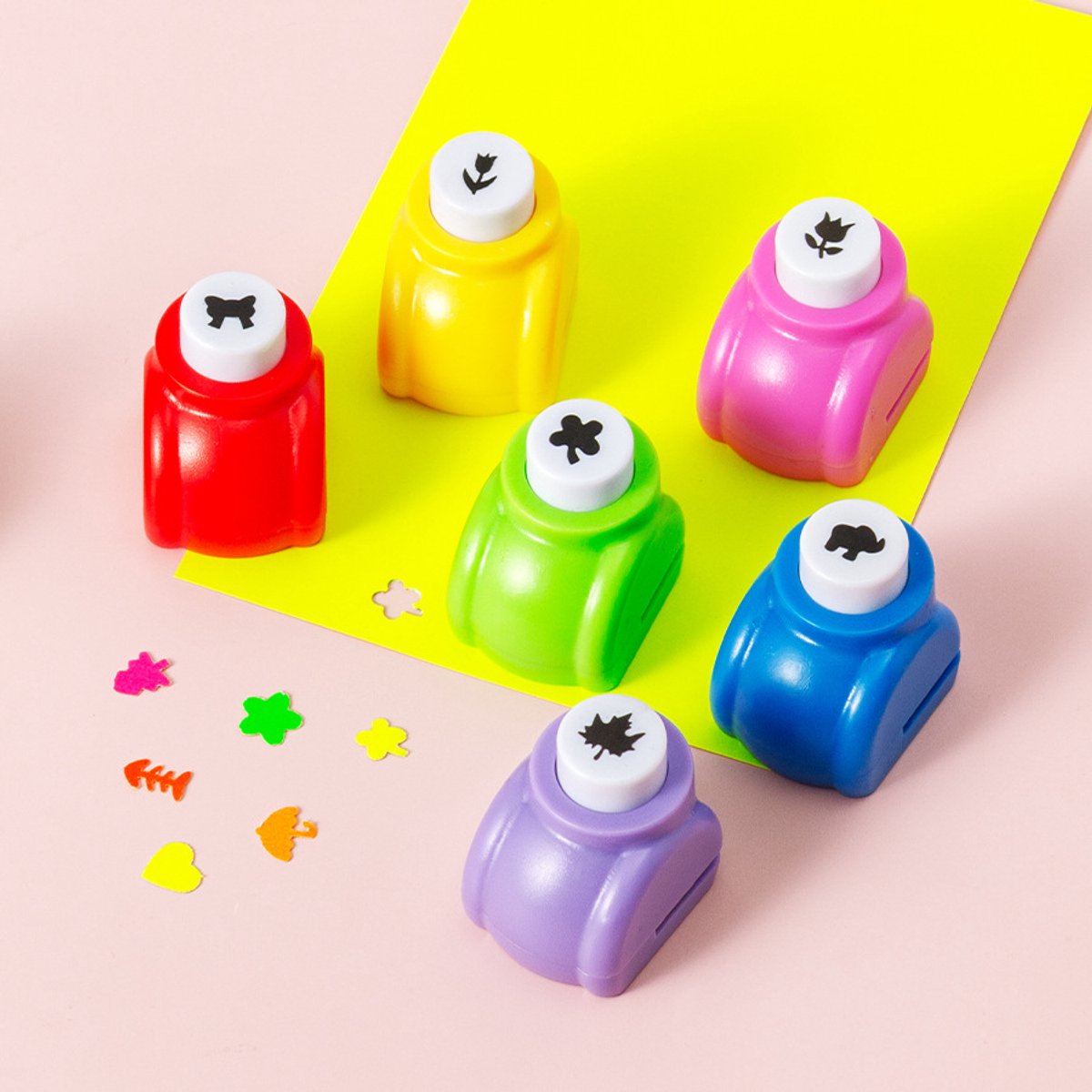 Daity 6-delige - perforatieset voor knutselprojecten - Mini-papierperforator voor kinderen - perforator voor scrapbooking - label- en kaartstempelset - mini-perforator voor nail art.