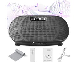 NaevaMi Trilplaat - Model: Slim - Vibration Plate - Voor Vetverbranding en Gewichtsverlies - 10 Snelheden Handmatige Modus - Stil ≤65dB met LED Display, Afstandsbediening en Yoga Weerstandsband - 51,6×28,7×11,9cm - Zwart