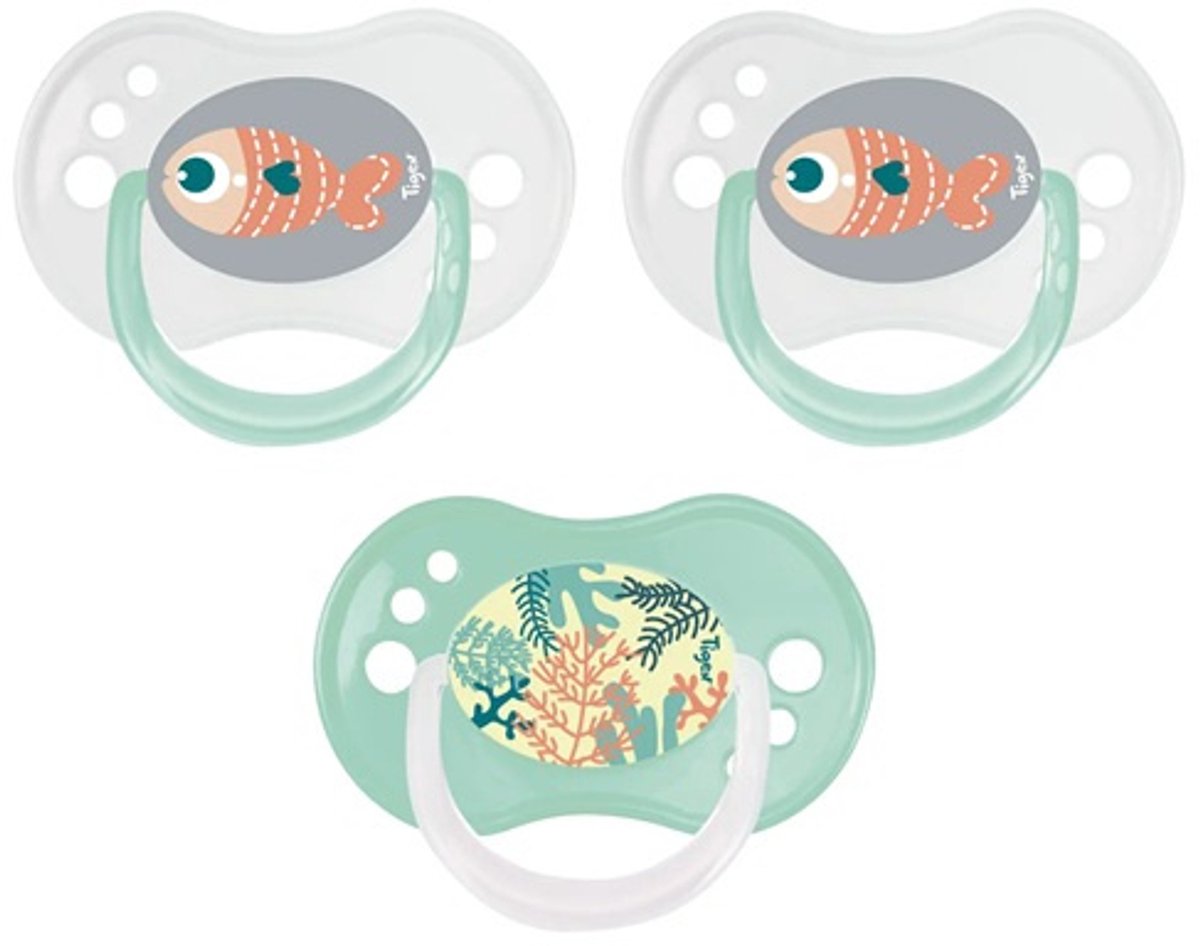 Tigex - Reversible Fopspenen Dag & Nacht – Glow in the Dark – Siliconen – 3 Stuks 0-6 maanden