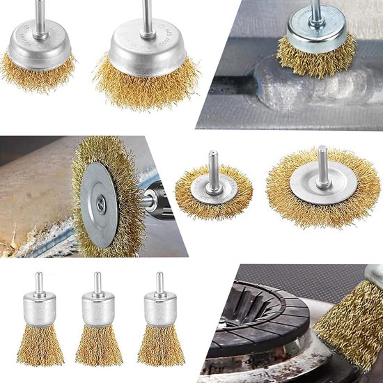 Draadborstelset 9 Stuks voor Boormachine - Koolstofstaal en Messing | bol