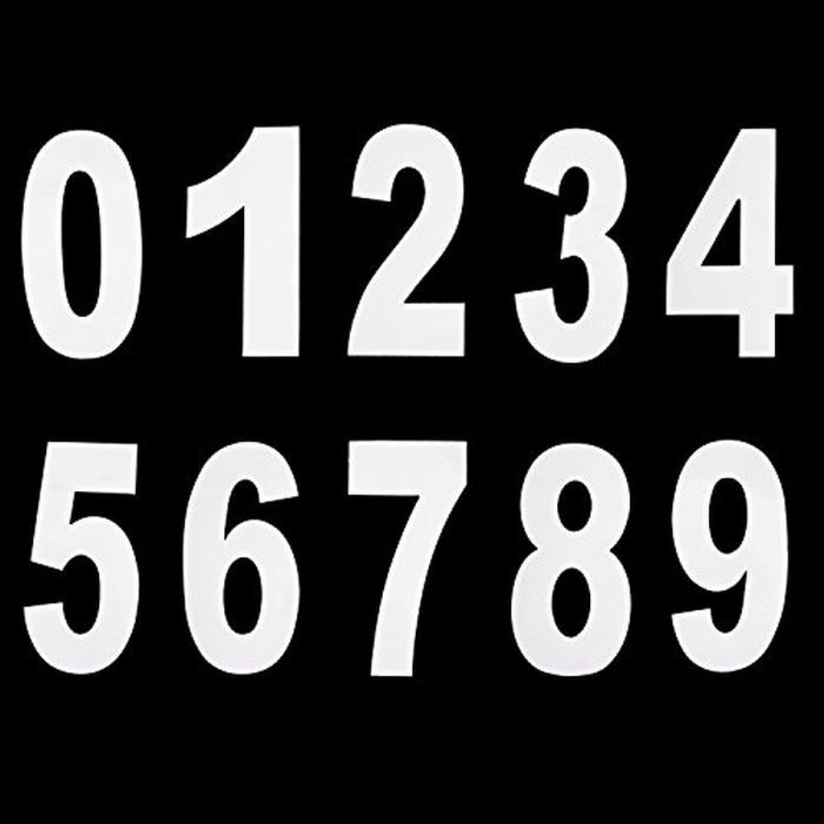 Grote witte rolbak nummerstickers 0 tot 9 - PVC, zelfklevend, 20 stuks, 17,5 x 9,5 cm