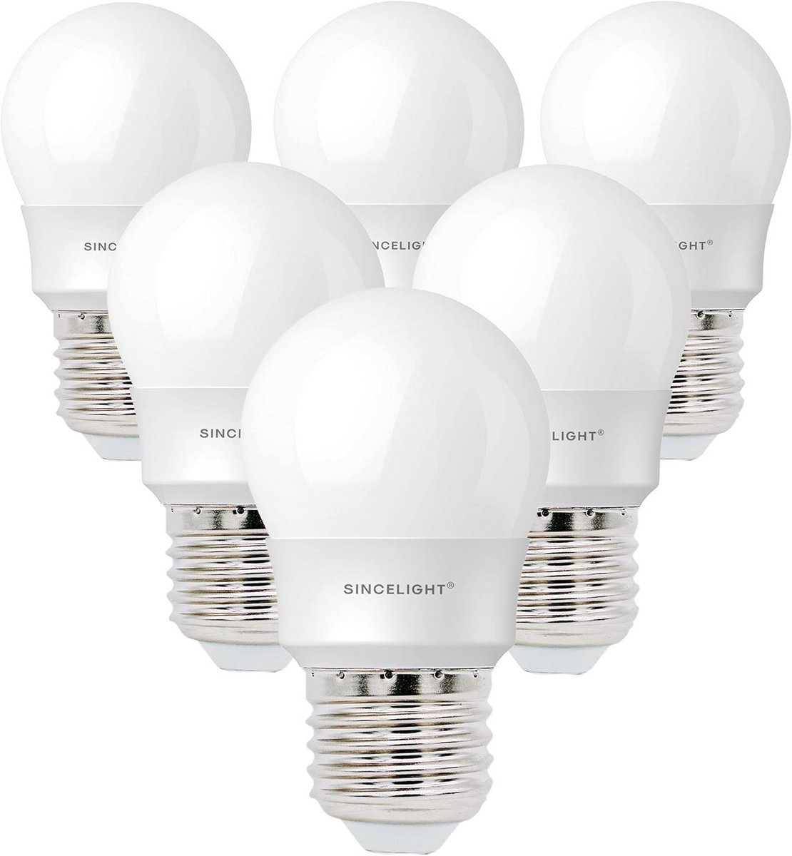 E27 LED Lamp 5 Watt - Milky Diffuser, Koel Wit 6500K, Hoog Kleurweergave, 500 Lumen, 6 Stuks