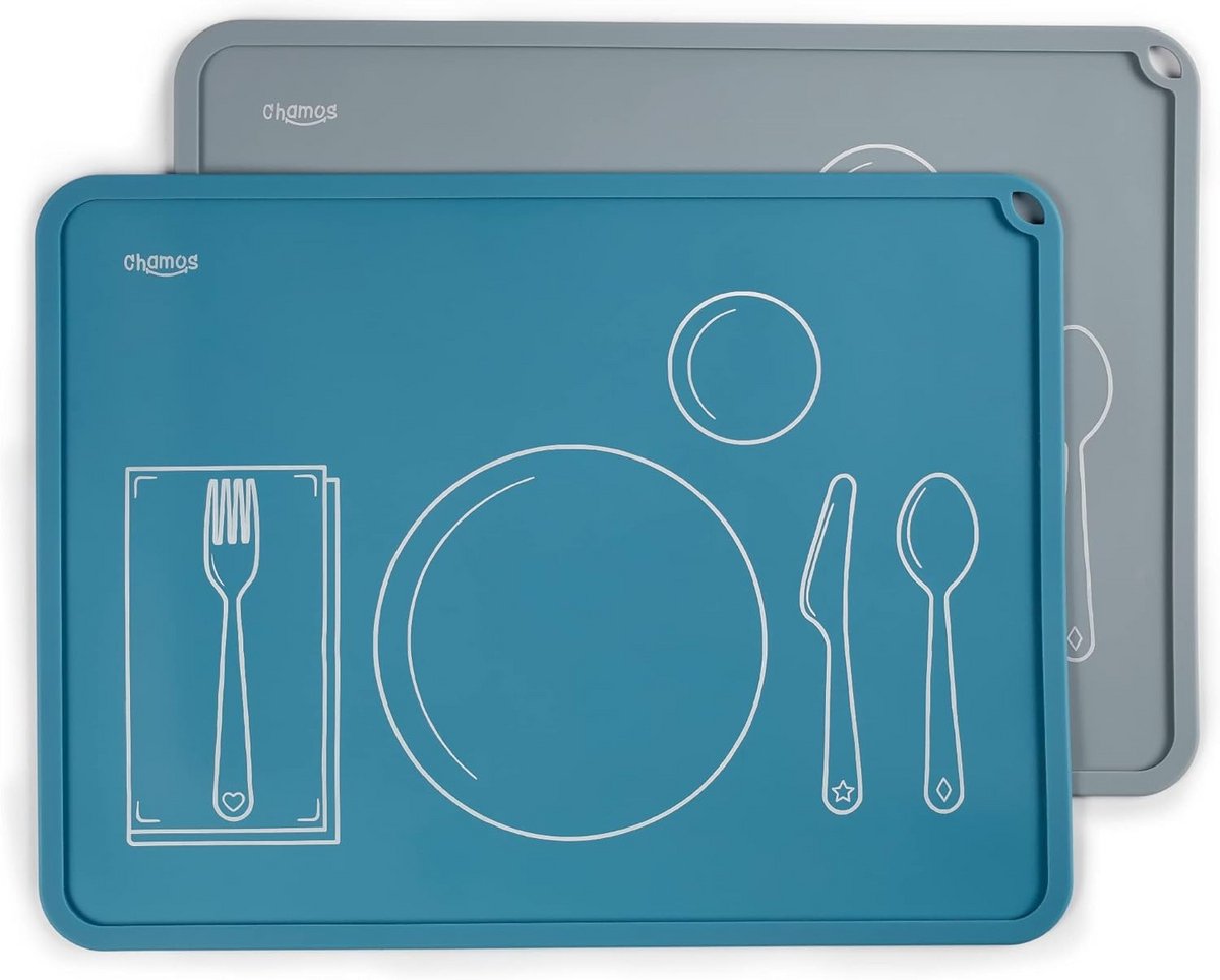 Montessori Placemat voor peuters - Siliconen matten in set van 2 voor leren tafelsetting