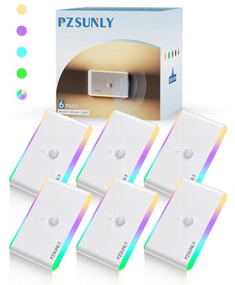 Dimbare Nachtlamp met Bewegingsmelder - Set van 6 RGB Trapverlichting voor Slaapkamer, Keuken en Gang