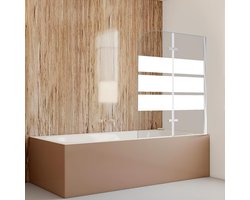 badwand Badplaats 5 mm dik Helder Glas Badscherm Draaibaar veiligheidsglas Inklapbare wand 2-delig 100x140cm wit
