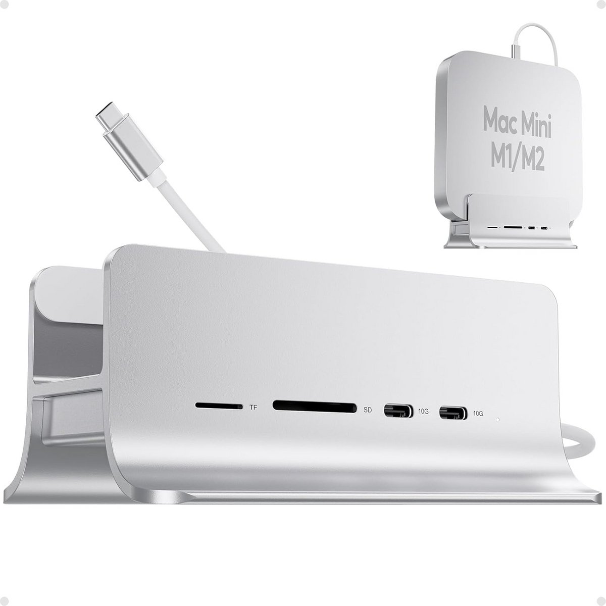 5-in-1 USB C Hub Adapter voor Mac Mini met M.2 NVMe SSD Ondersteuning