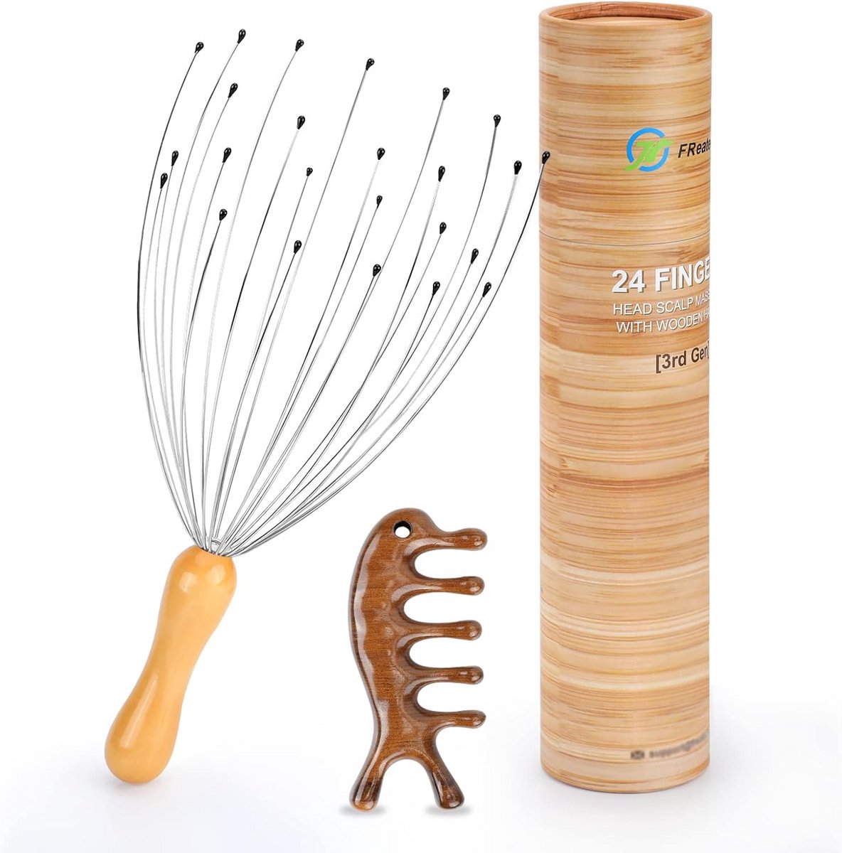 Hoofd Massager Met 24 Vingers En Hoofd Massage Kam Guasha Tool