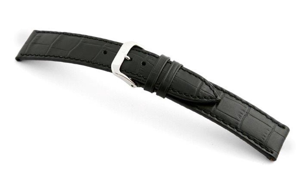 Lederband Tampa 20mm zwart met Alligatorprint