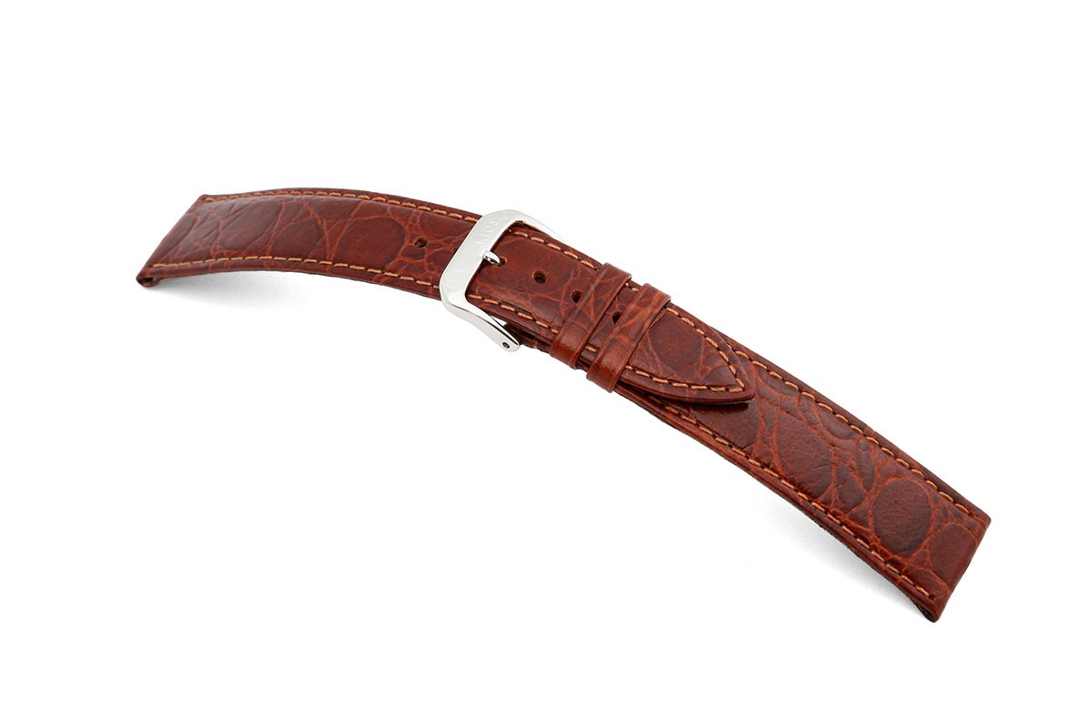 Lederband Bahia 16mm mahonie met Krokodillenprint