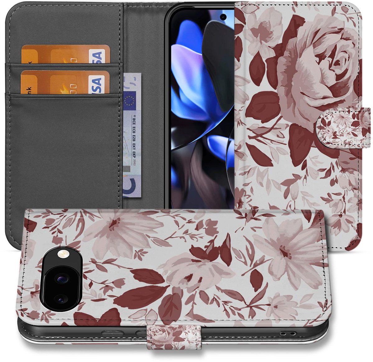 Watercolor Flowers Google Pixel 9a Bookcase Hoesje