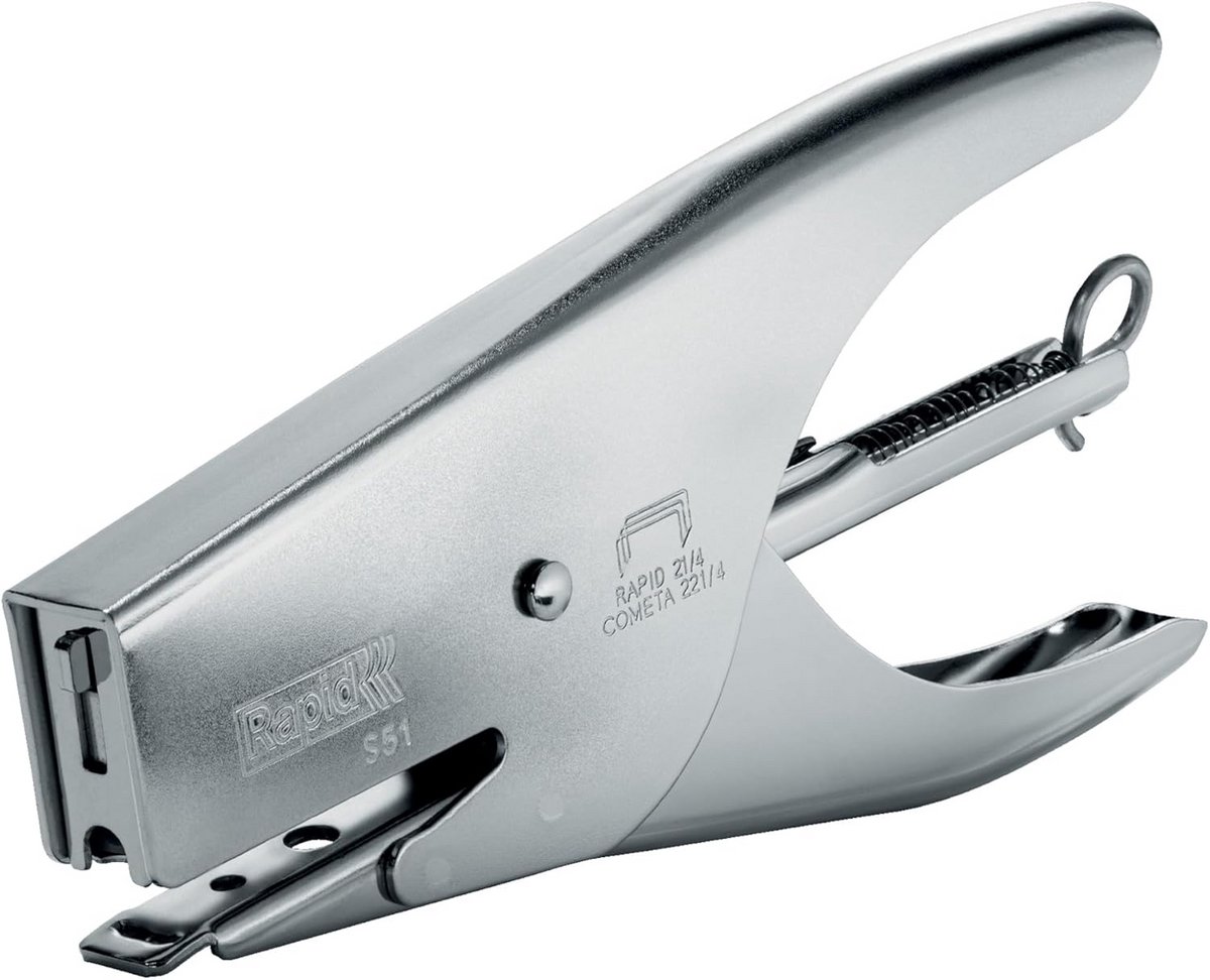 Ergonomische Nietpistool voor Maximaal 15 Bladen - Staal & Chroom, Achterladend, Geschikt voor 21/4 Nietjes