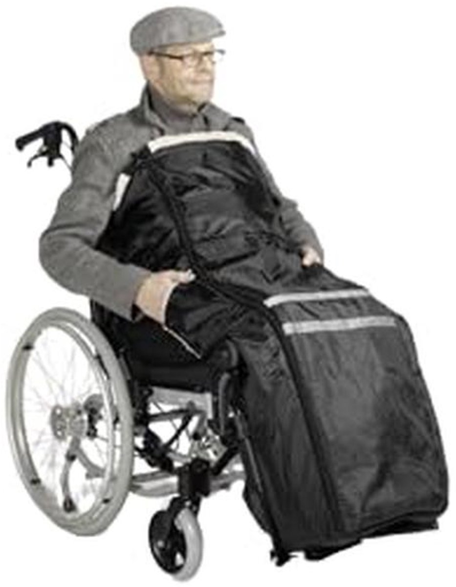 Rolstoelzak met gevoerde handpockets en reflecterende strips - Zwart