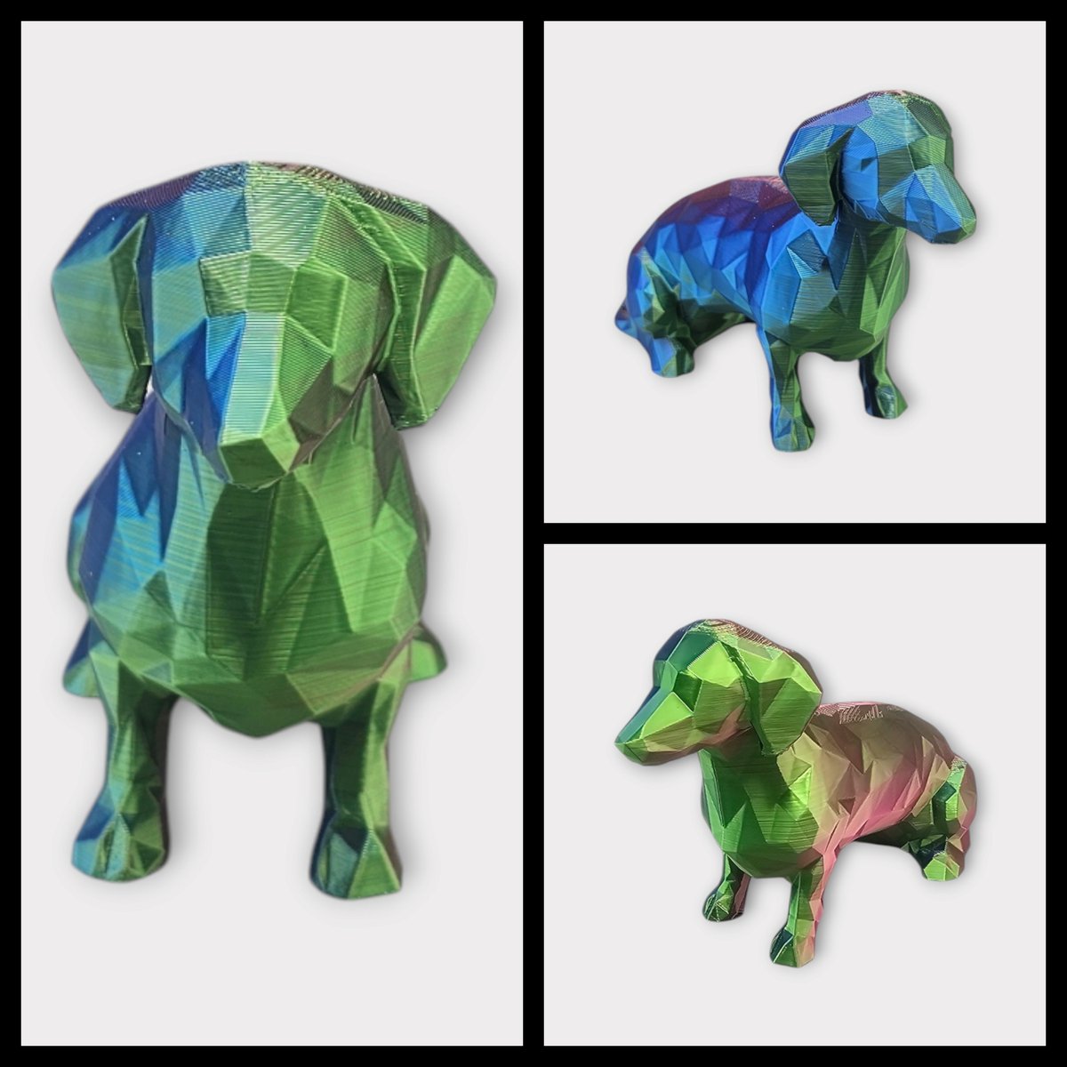 Layerzz - Geometrisch tekkel beeldje - hondenliefhebber - 3D print - kleurveranderend - speels - Groen blauw paars