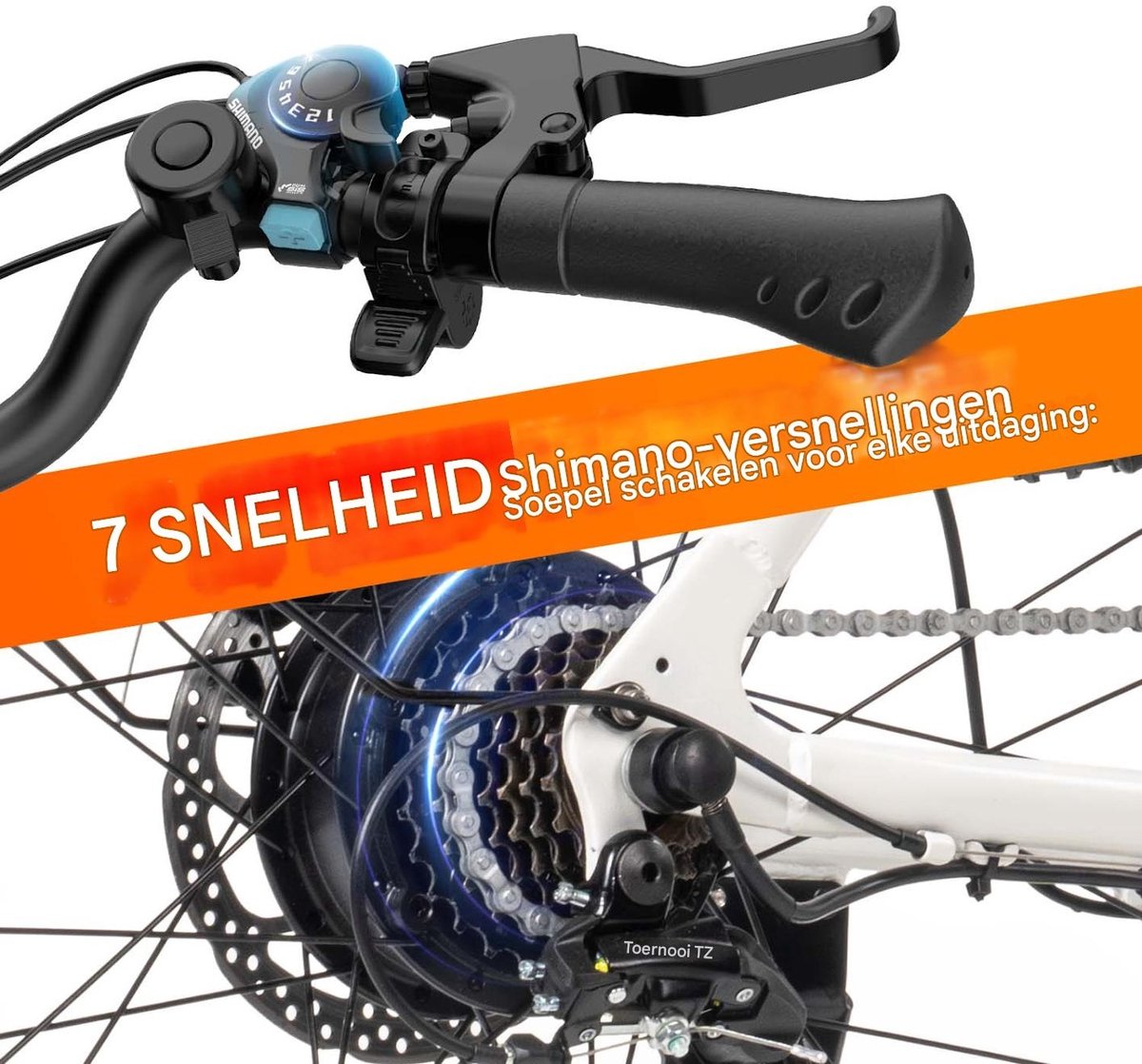Elektrische fiets - Actieradius 80km - Verwijderbare batterij 48V10.4Ah - Motor 250W - Shimano 7 versnellingen - 26 Inch City Commuter EBike - Zwart thumbnail 3