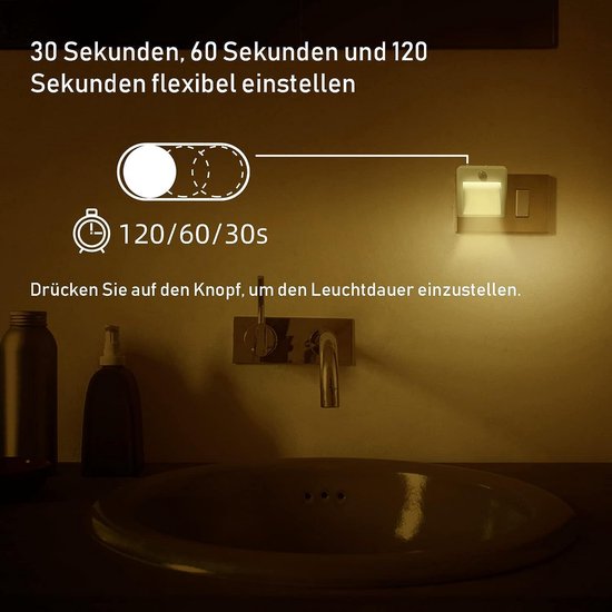 Nachtlampje - LED Nachtlampje Stopcontact 2 stuks - Nachtlampje met bewegingssensor - Nachtlampje Babykamer - Voor kinderkamer/slaapkamer/ trap/gangpad/keuken - warm wit — afbeelding 3