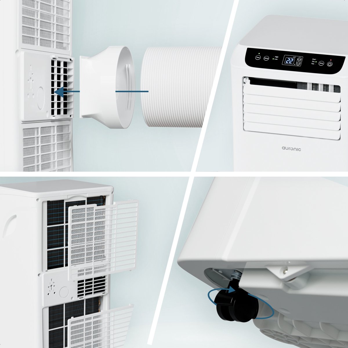 Auronic Mobiele Airco - 10.000 BTU - 4-in-1 - Airconditioning met 2 Raamafdichtingskits - Ventilator - Ontvochtiger - Tot 25m² - Wit — afbeelding 9