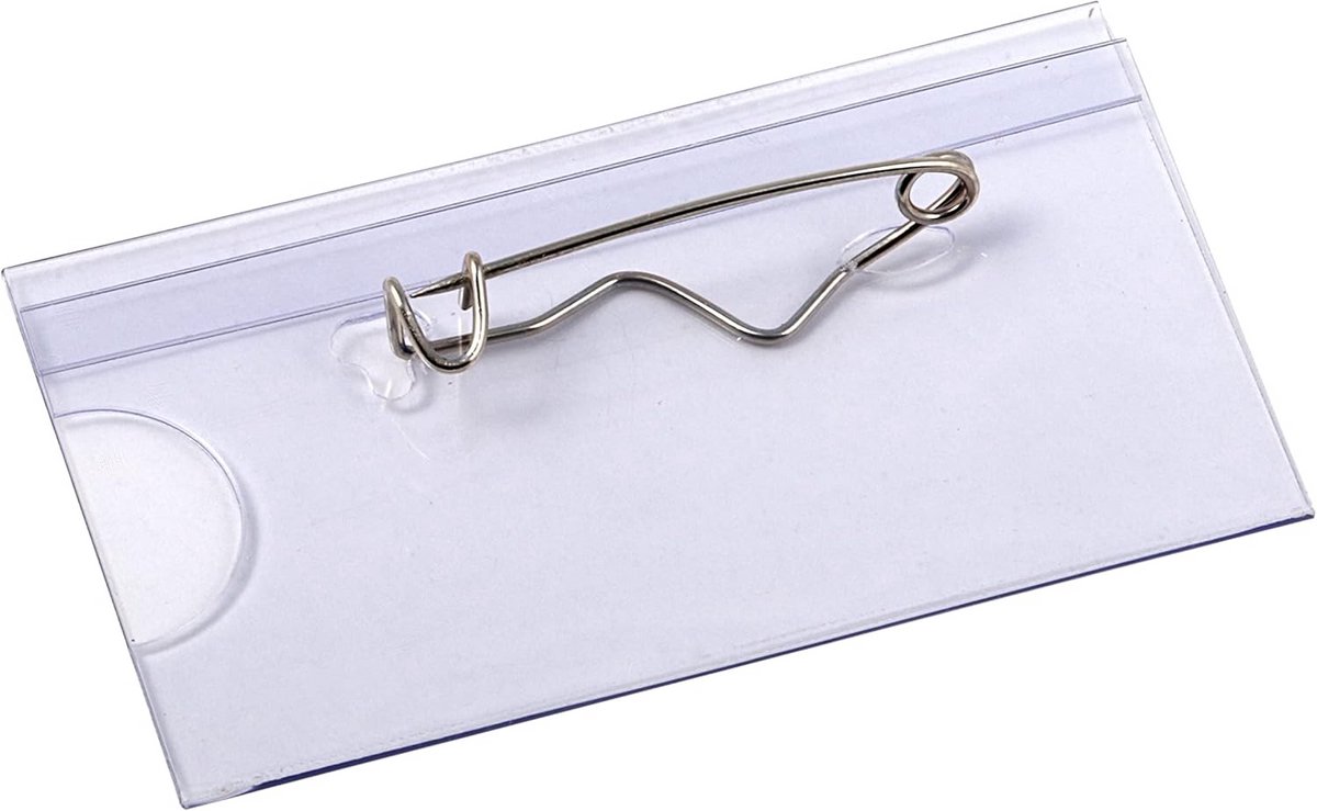 Naambadgehouder met Pen 60 x 32 mm - Pack van 24 - PVC Badge Houders met Veiligheidsspeld