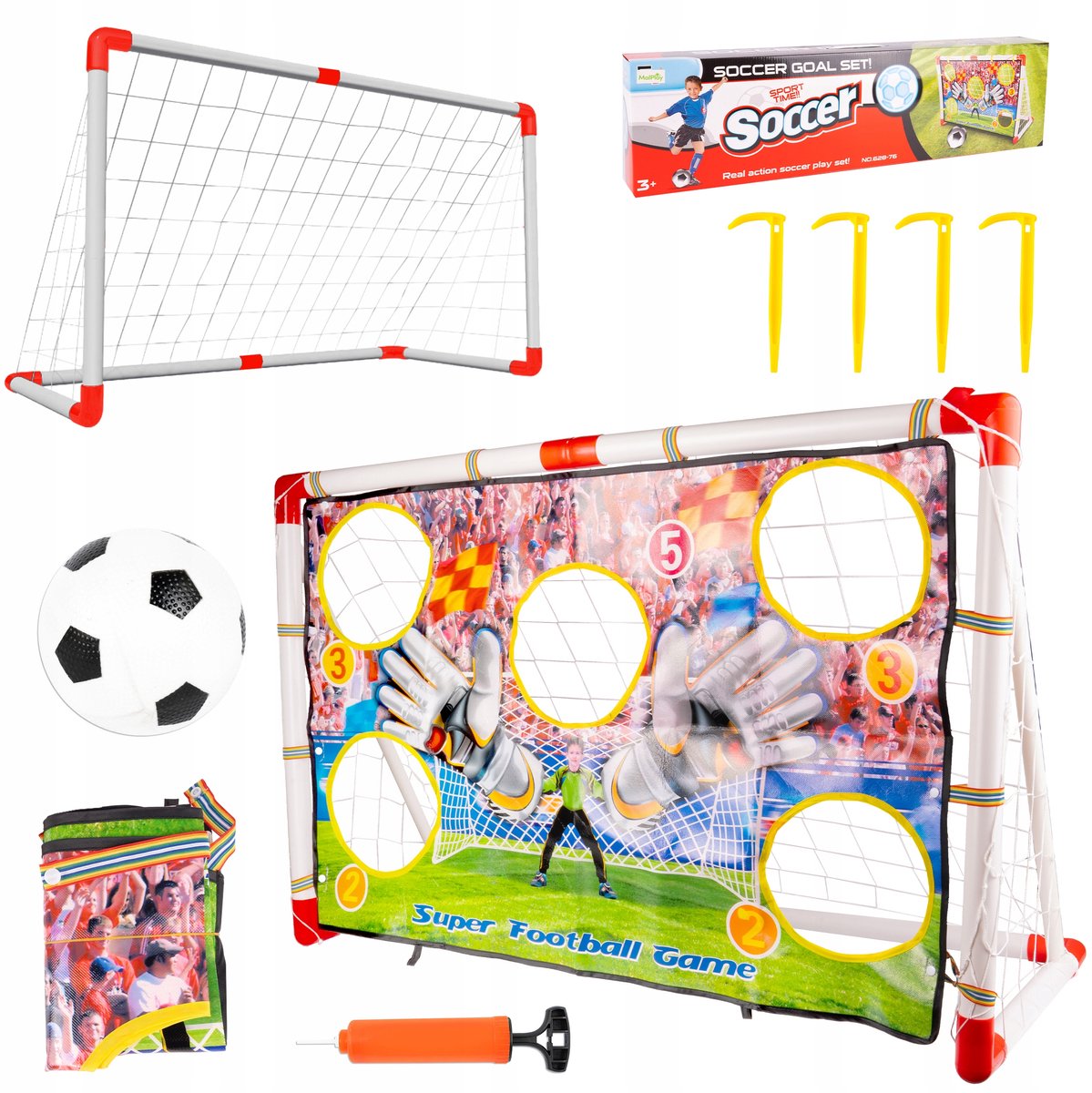 Playos® - Voetbaldoel met Gatendoek - Inclusief Grondankers en Bal - 118 cm x 79 cm x 52 cm - Binnen en Buitenspeelgoed - Voetbaltrainer - Voetbal Training - Doel - Speelgoed