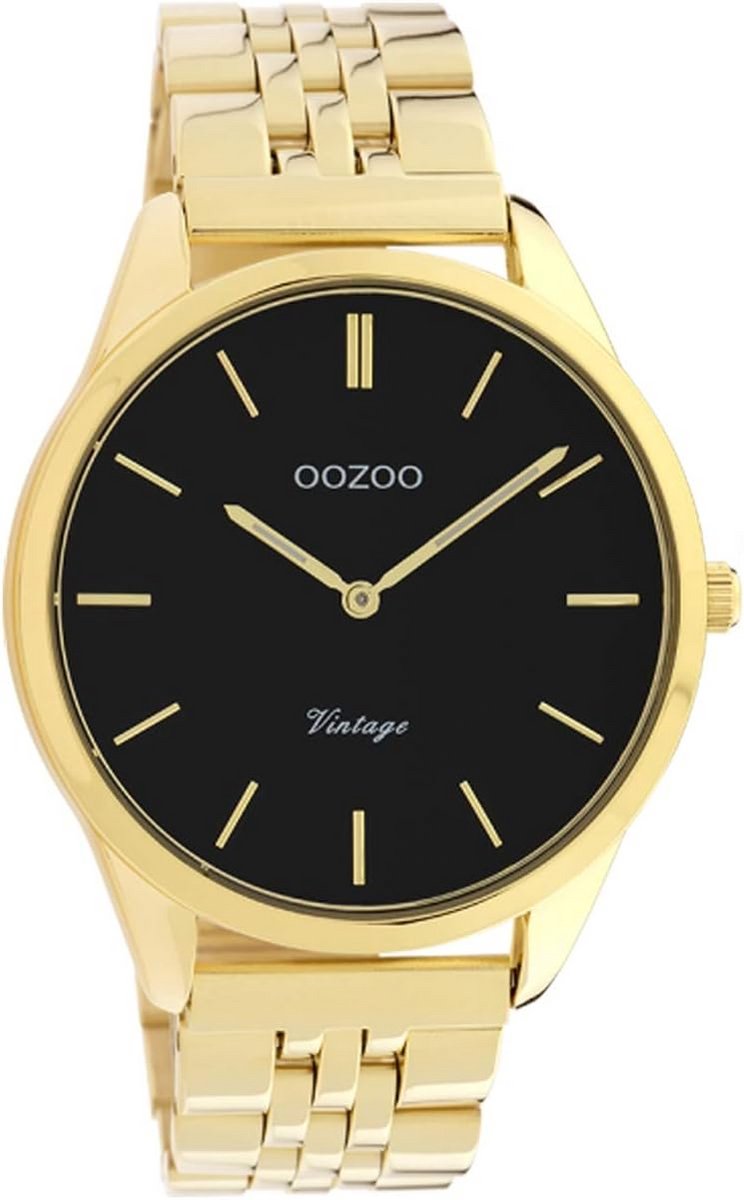 Vintage dames horloge goud 38mm zwart wijzerplaat roestvrij stalen armband