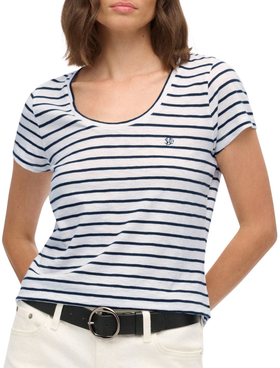 Superdry Studios Scoop Neck Shirt Dames Wit