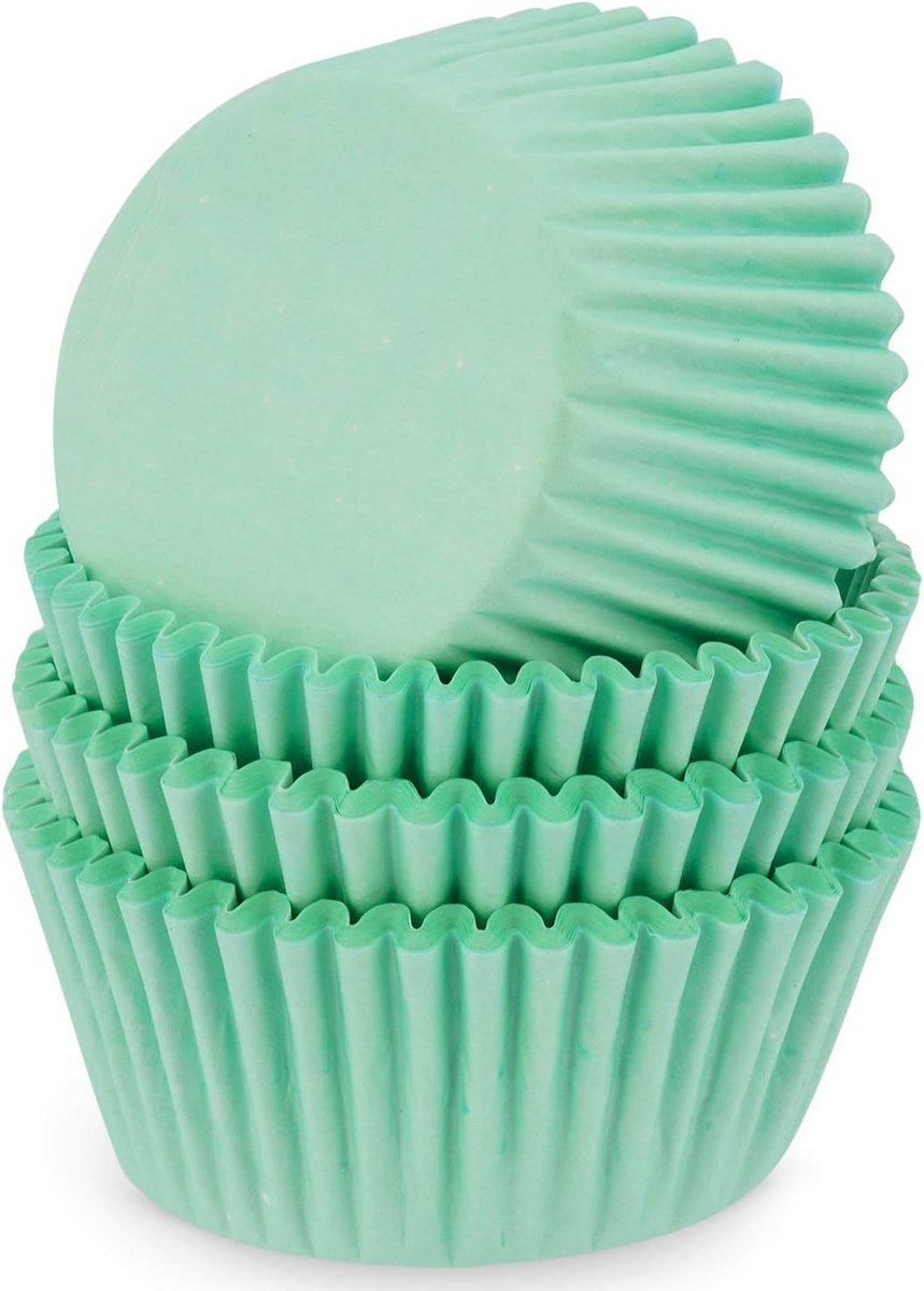 100 Papieren Muffin- en Cupcakevormpjes in Mintkleur - Vetvrij Bakpapier