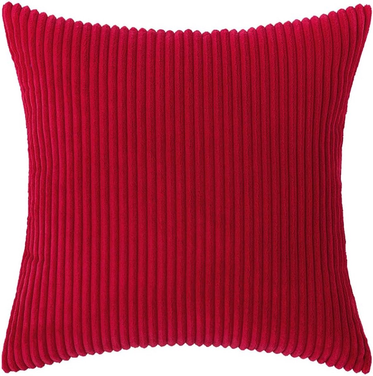 Famanu Corduroy ribfluweel kussenhoezen set van 2 (30x50 cm) – decoratieve bankkussenslopen – zachte boho stijl – rood
