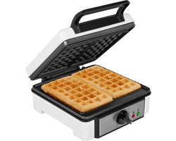 Princess 132397 Wafelijzer - 2 Belgische wafels - 4x7 - Regelbare thermostaat - Anti aanbaklaag - 1200 Watt - 20 x 20 cm - Wit