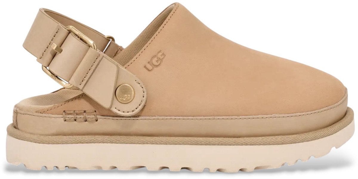 Classic Clog Leather Slingback Wo - Beige Flat Shoes