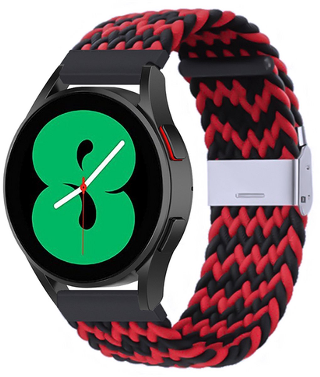 By Qubix - Braided nylon bandje - Rood / zwart - geschikt voor Huawei Watch 5 - 46mm