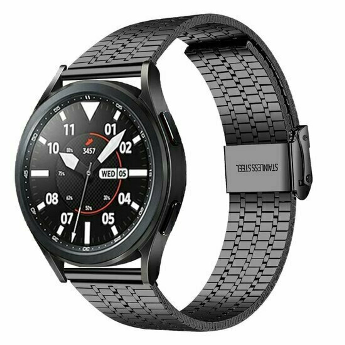 By Qubix - Stalen bandje - Zwart - geschikt voor Huawei Watch 5 - 46mm