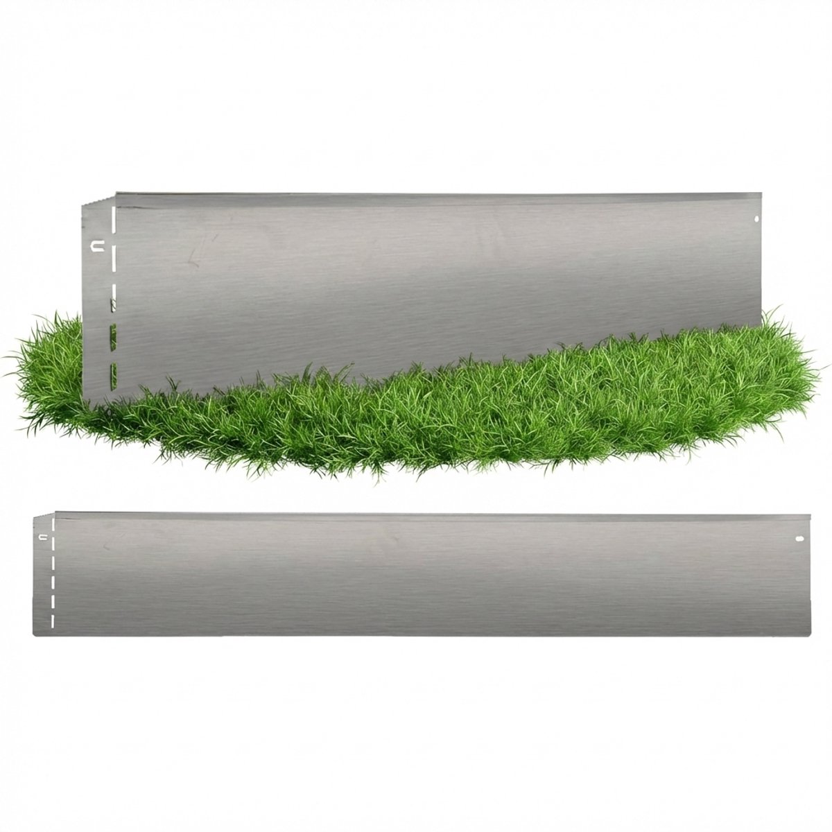 GartenAZ Borderrand - Gazonrand van Verzinkt Metaal - Flexibele Montage - Zilver - 100 cm x 13 cm (30 stuks)