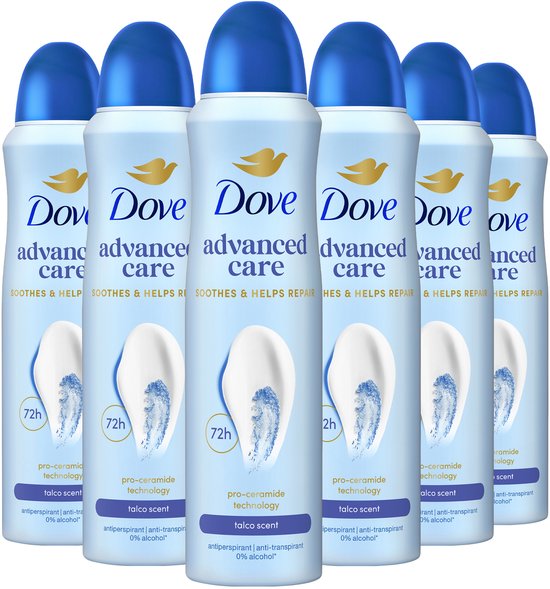 Dove - Anti-Transpirant Deodorant Spray - Advanced Care - Talco - 6 x 150 ml