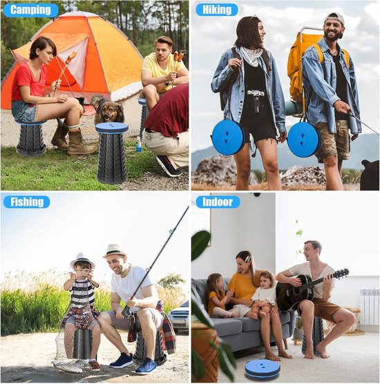 Uitschuifbare kruk - Klapstoel - Opvouwbare Campingstoel 45cm - Verstelbare Hoogte & 180KG Draagvermogen - Voor Binnen & Buiten - Draagbaar & Stevig - Ideaal voor Vissen & Wandelen — afbeelding 4