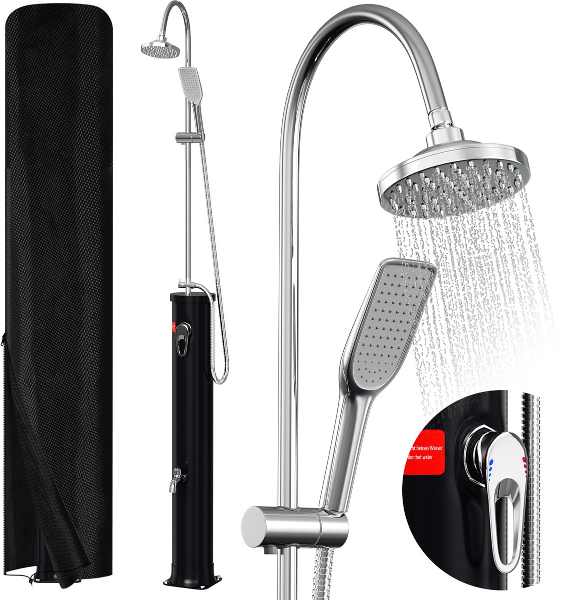 Zonnedouche - 20L Buitendouche voor tuin, camping of zwembad - zwembaddouche met douchekop
