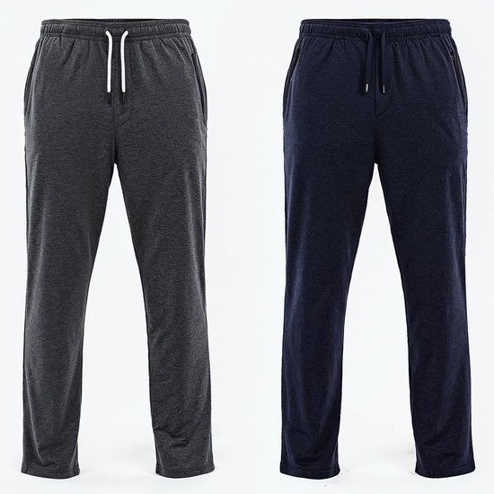 Milanoro - Pantalons de survêtement Homme - S - Set de 2 - Coupe Regular - Jambe Droite - Blauw/ Anthracite