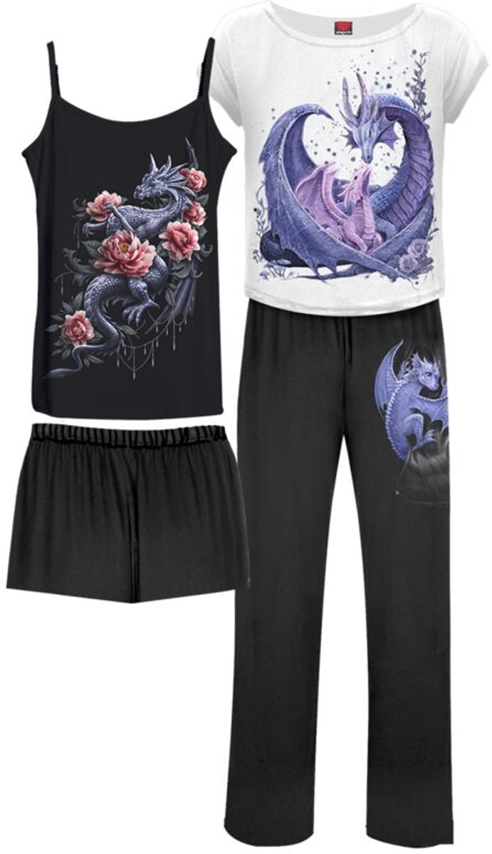 Spiral Maternal Instincts - F 4Pc Gothic Pyjama Set Pyjama zwart-wit Katoen zwart;wit
