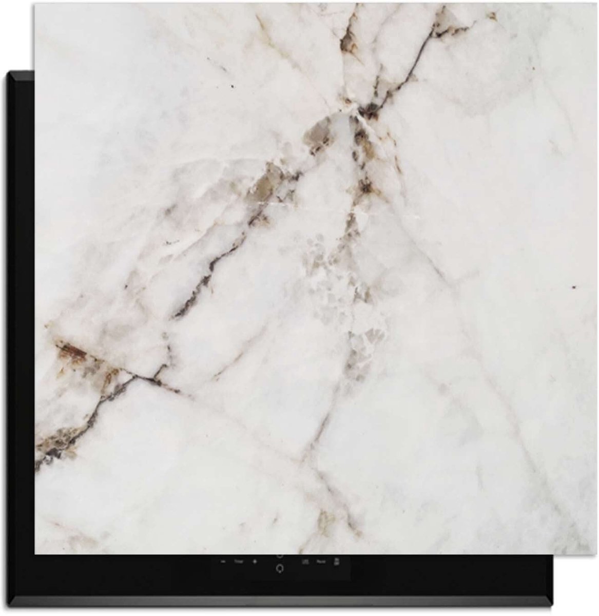 KitchenArt - Pure Marble – Inductie Beschermer - 62x52 cm - Kookplaat Beschermer - Luxe Afdekplaat Inductieplaat - Anti-slip & Oprolbaar - Beschermmat Inductiekookplaat