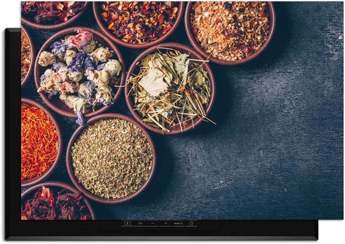 KitchenArt - Herbal Market - Inductie Beschermer - 91.6x52.7 cm - Kookplaat Beschermer - Luxe Afdekplaat Inductieplaat - Anti-slip & Oprolbaar - Beschermmat Inductiekookplaat