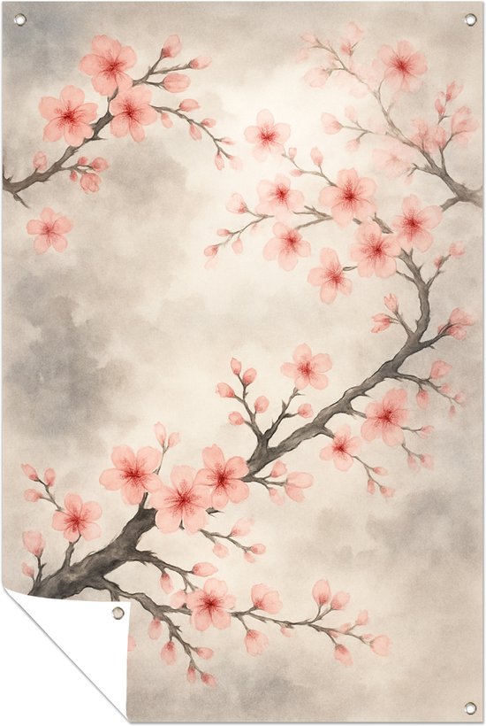 Bloesem - Wanddecoratie buiten - Tuindoek balkon - Bloemen poster - Schutting wanddecoratie outdoor - Balkon decoratie - Tuinposter 100x150 cm