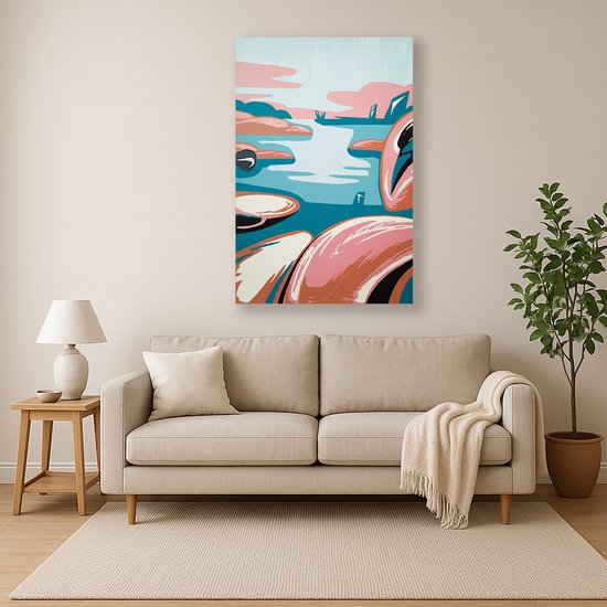 Flamingo abstract – plexiglas – Glasschilderij – 60x90 cm