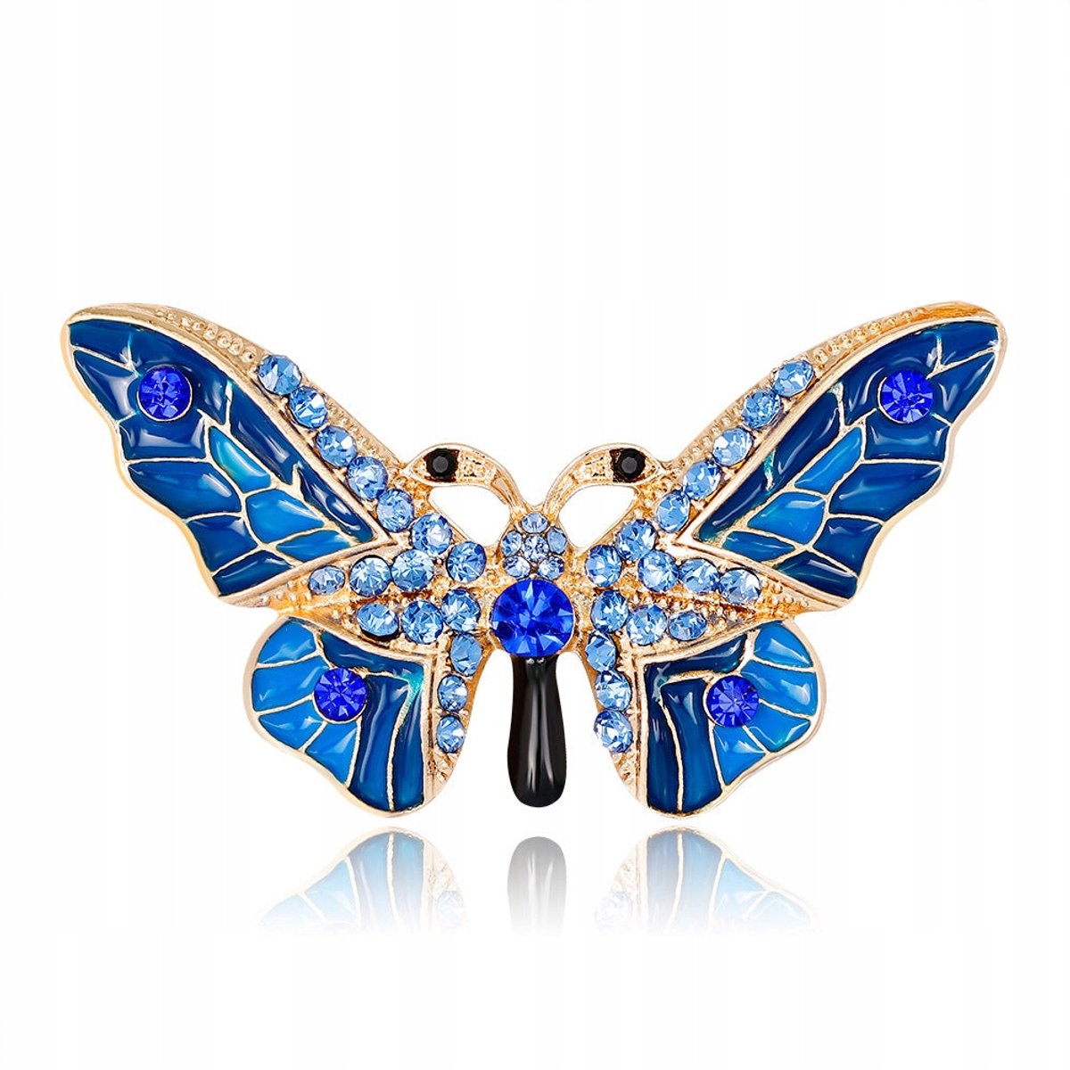 PINETS Blauwe Motten Brosch met Zirkonia - Stijlvolle Dames Accessoire